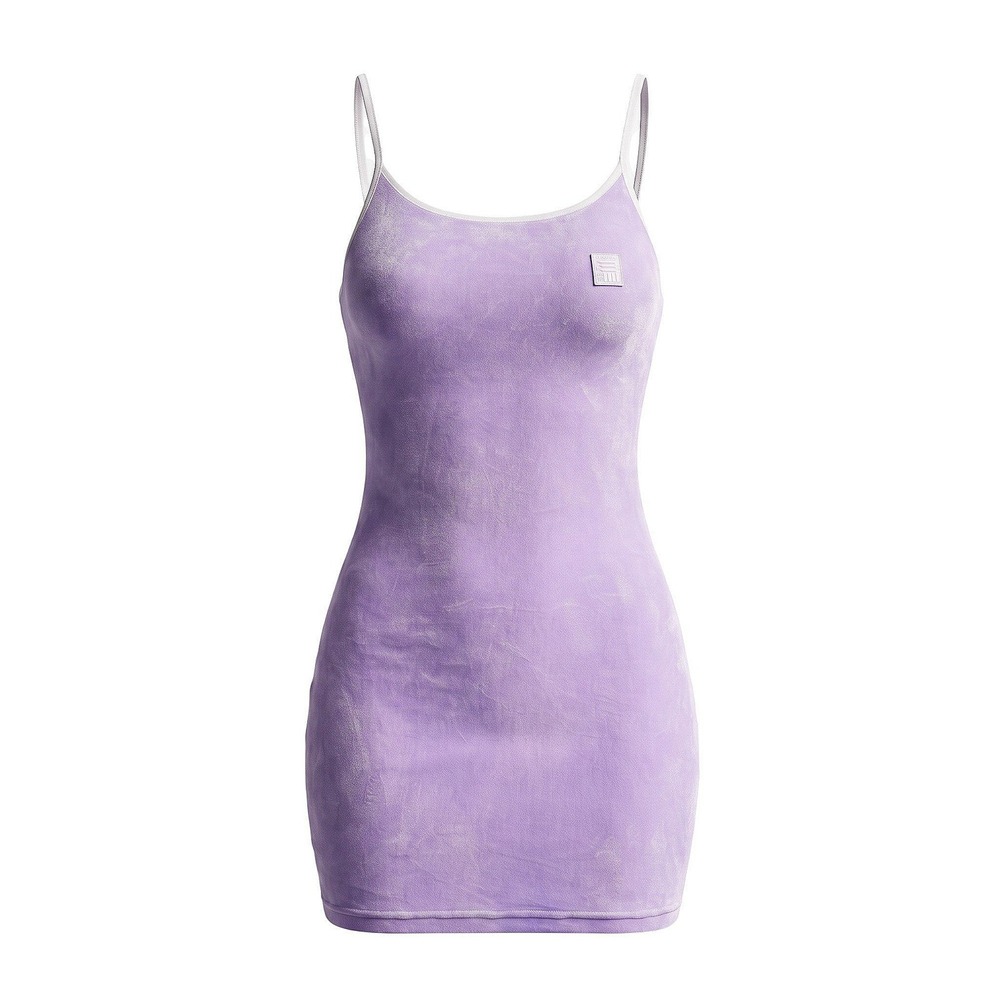 XS FILA Lavender White Velour Bodycon Mini Dress Logo Sleeveless